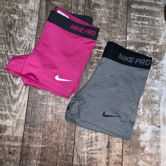 2 Nike pro shorts one is grey and one is pink - Picture 3 of 5